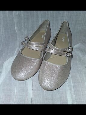 Cat & Jack Girls' Glitter Double-Strap Mary Janes in Rose Gold